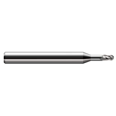 Harvey Tool Miniature End Mill - Ball - Long Reach, Stub Flute, 0.0620" (1/16) 844462